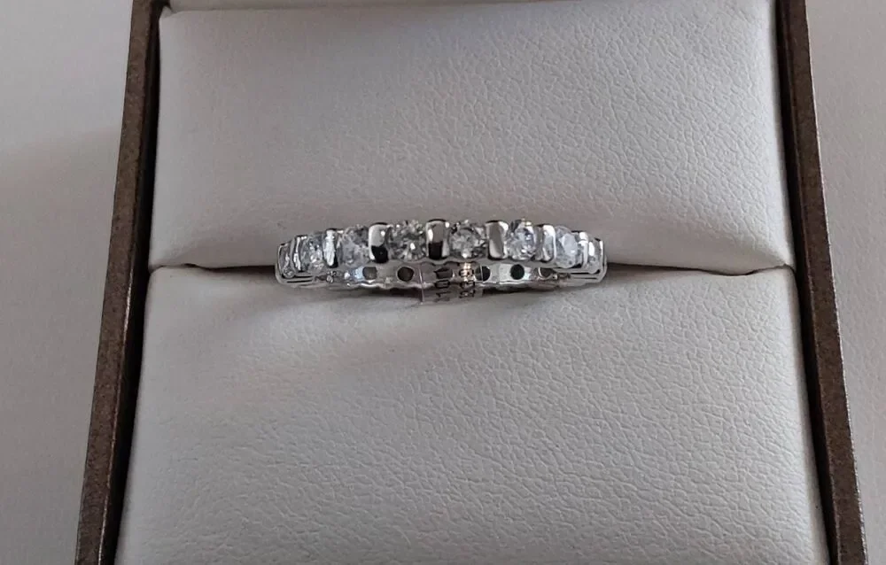 2 Ct. Round Sim Diamond & Bar Link Eternity Band Ring Sz 8~925SS